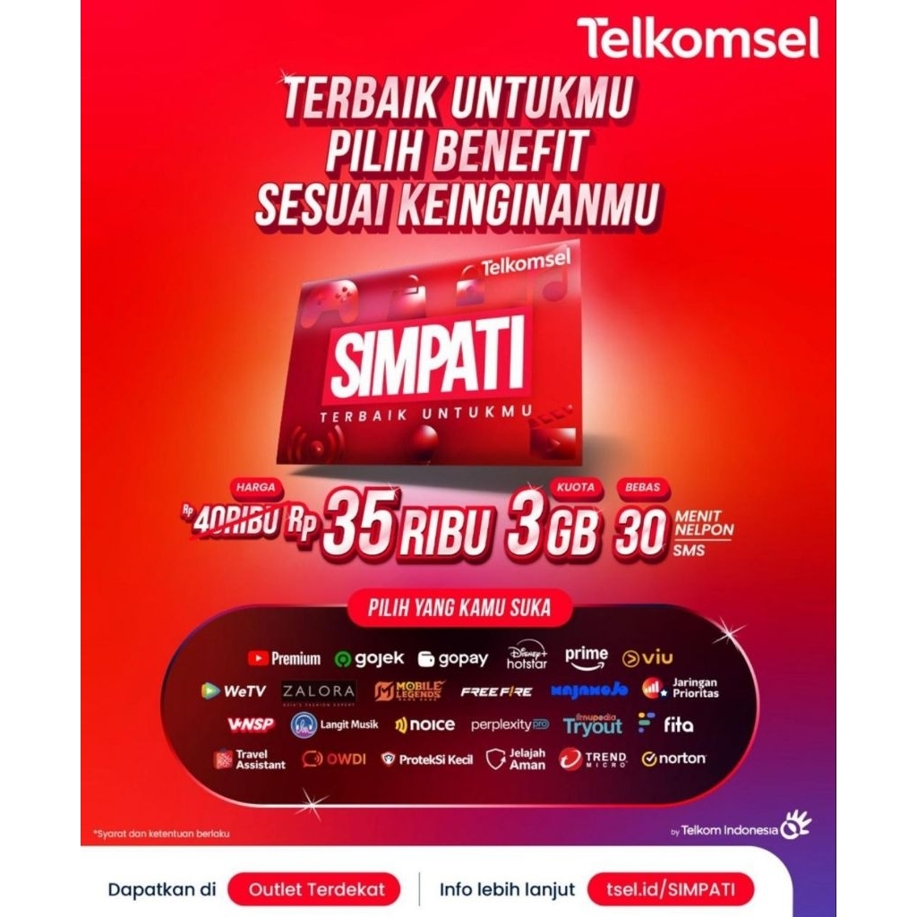 KARTU PERDANA TELKOMSEL 11 DIGIT (3 GB)