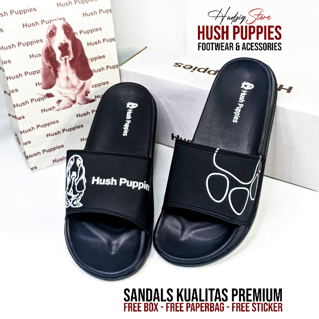 Sandal Hush Puppies Sandals Kualitas Premium Hitam Putih Sendal Anti Slip Pria dan Wanita Dewasa