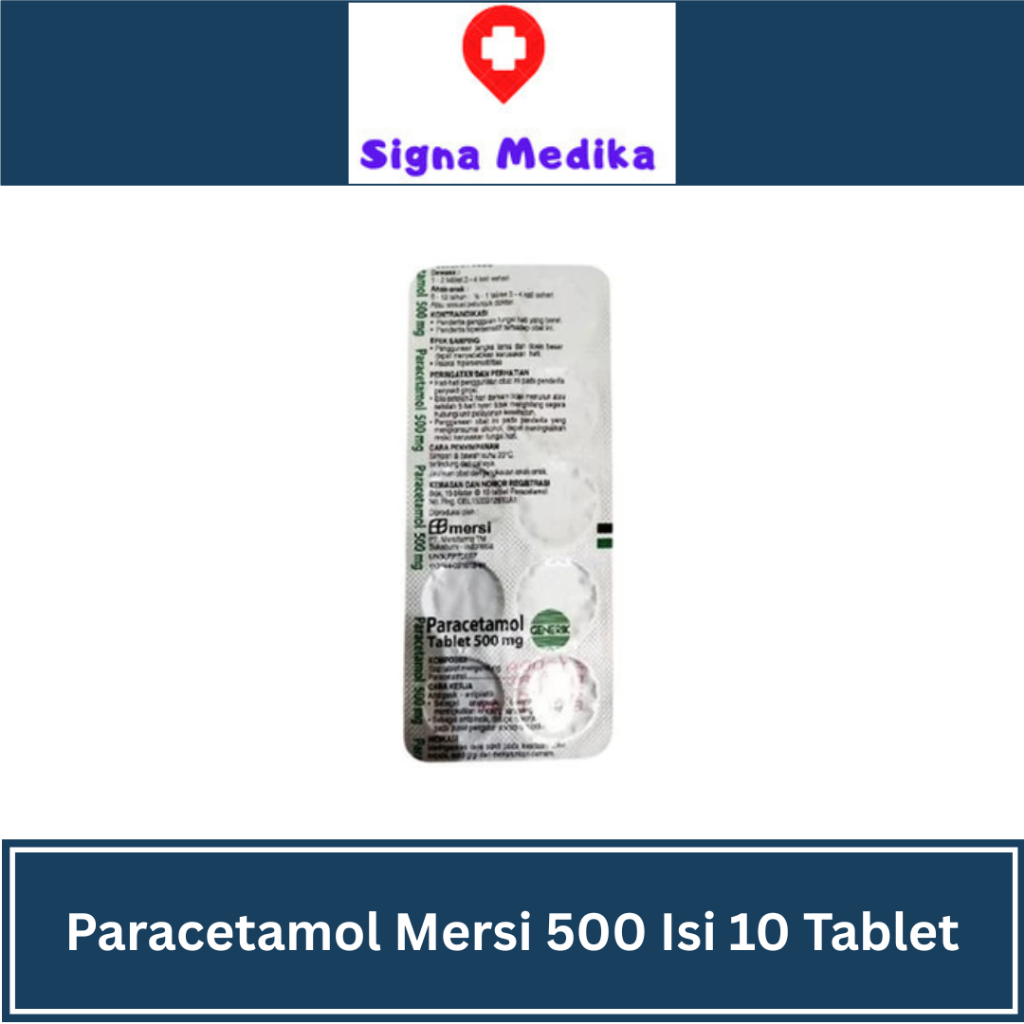 Paracetamol 500mg Strip Mersi Isi 10 Tablet - Obat Pusing / Demam