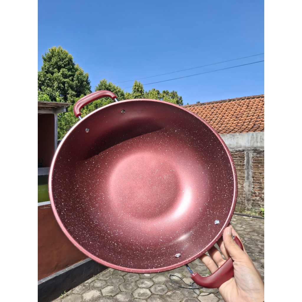 WAJAN ENAMEL 34 CM / WAJAN ENAMEL WARNA BESAR / WAJAN 34CM ENAMEL / PENGGORENGAN WAJAN ENAMEL