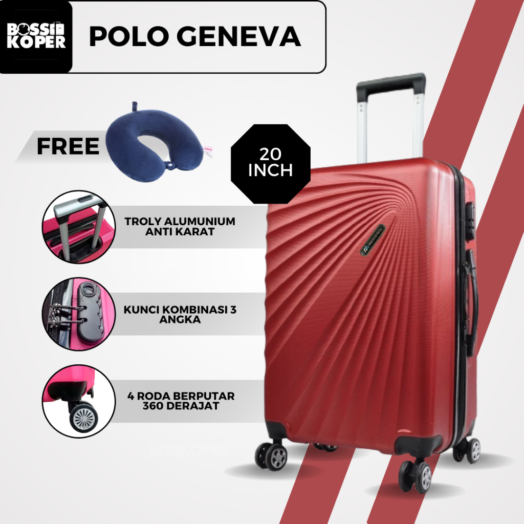 Koper 20 inch Polo Geneva Ukuran kabin- koper cabin-koper fiber-koper polo-koper travel-koper murah-
