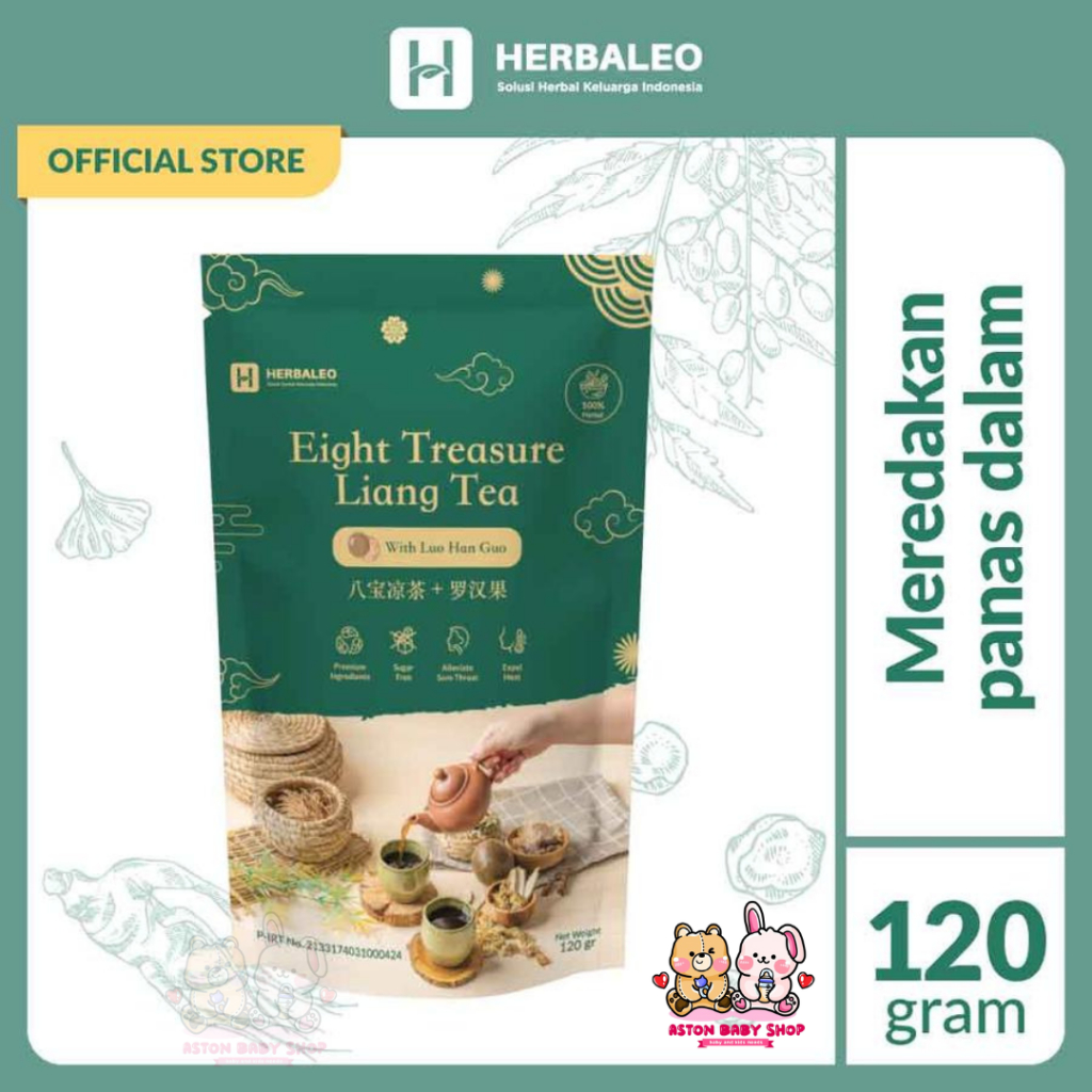 

Herbaleo Eight Treasure Liang tea with Luo Han Guo 125gr Halal Teh Kesehatan