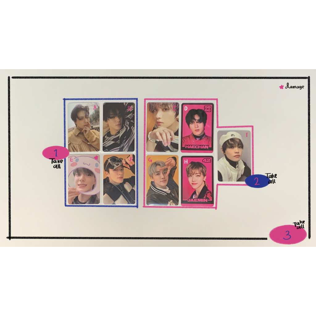 (read desc) official photocard nct dream jeno jaemin haechan chenle helfut glimo sanrio candy tc