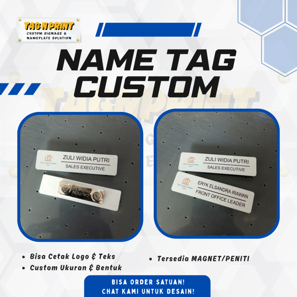 

Name Tag Nama Dada Custom – Akrilik / Aluminium / Resin, Cetak Logo Bebas!