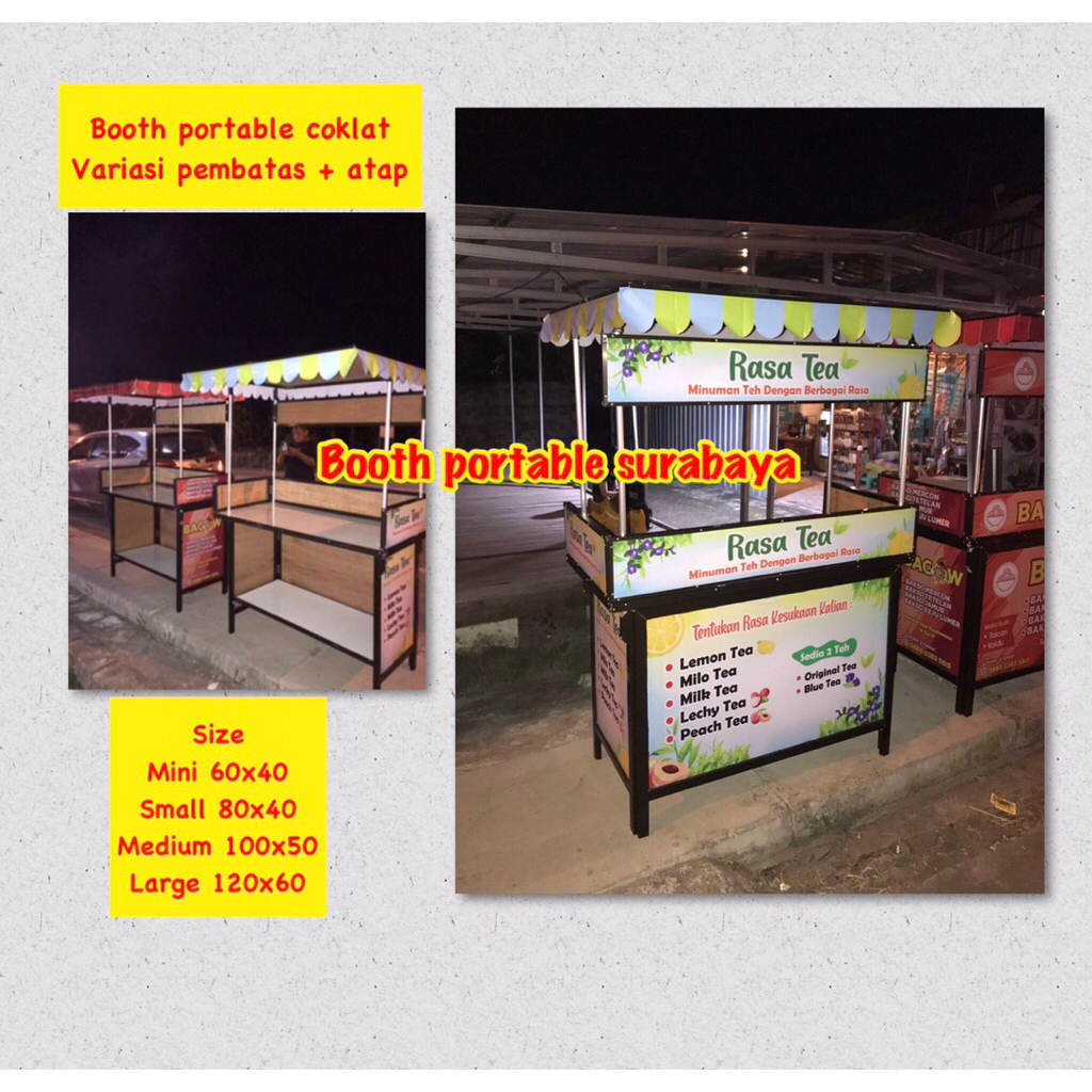Booth portable atap warna coklat