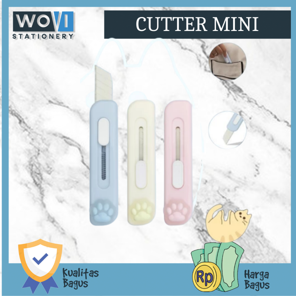 

[WOVI STATIONERY] Mini Cutter CU-0517 Cat Paw Joyko / Mini Cutter Pemotong Joyko [PCS]
