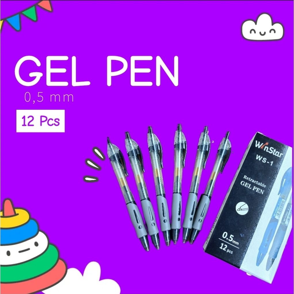 

Bisa Cod-Selusin (12 Biji) Pen Gel 0,5mm Bulpen Gel Winstar 0,5mm