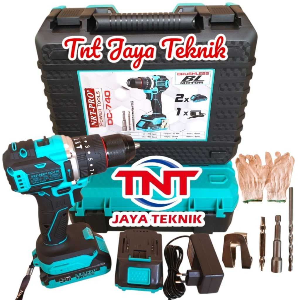 NRT PRO DC 740 BOR BRUSHLESS IMPACT DRILL TEMBOK 10 MM / NRT PRO 740 DC