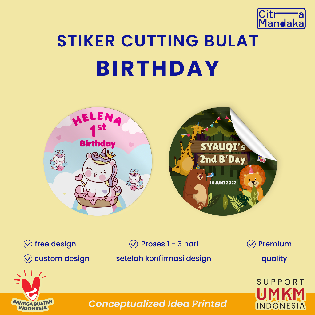 

Stiker Bulat Ulang Tahun Anak Label Custom | Print Sticker Custom Happy Birthday | Birthday Sticker | Stiker Ultah