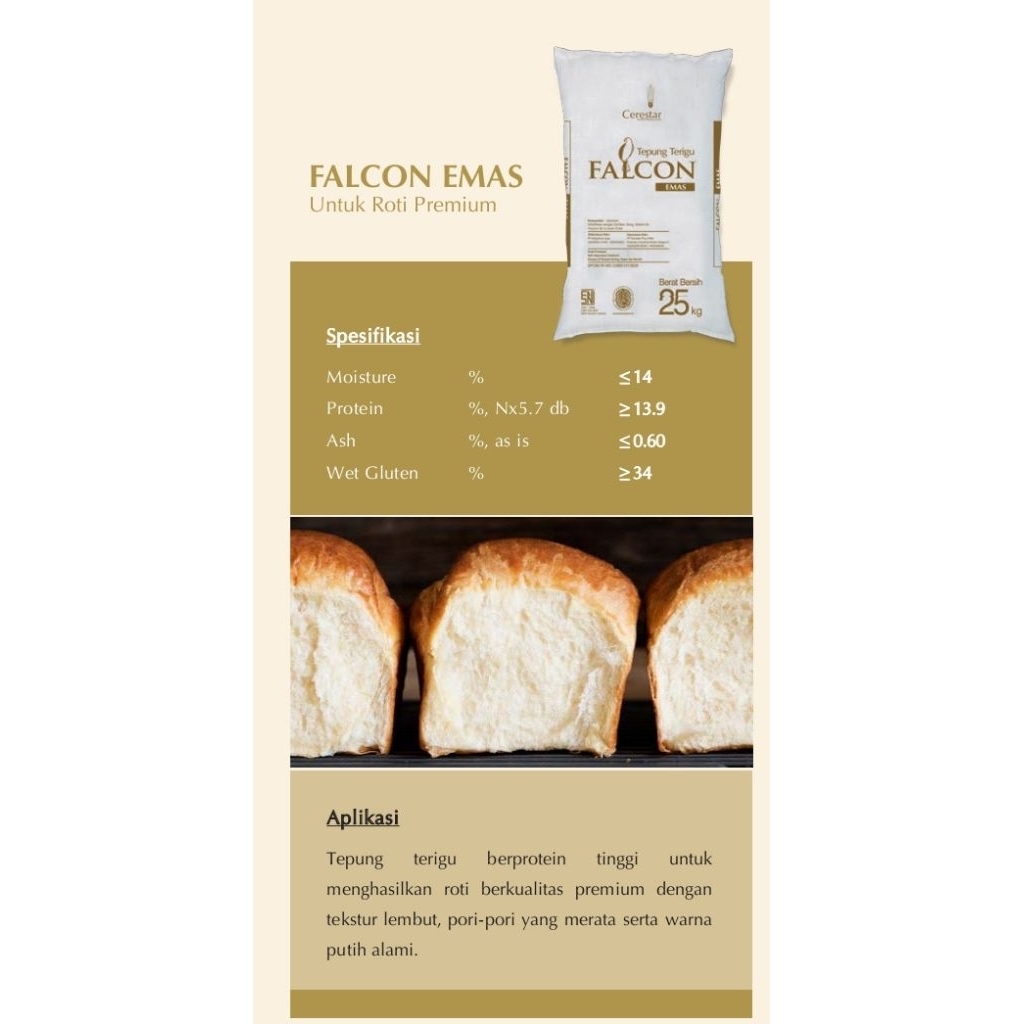 

TEPUNG TERIGU FALCON EMAS KHUSUS ROTI PROTEIN TINGGI (HANYA INSTAN)