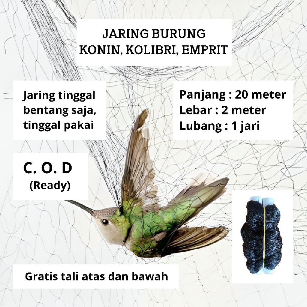 JARING BURUNG EMPRIT GACOR JARING BURUNG KONIN SIAP PAKAI 20 METER
