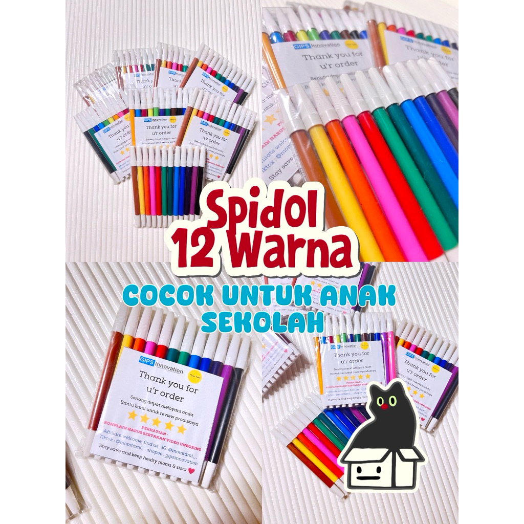 

[FLASH SALE] Spidol Warna 12 Warna - Spidol Anak Sekolah / Whiteboard Marker Mini Murah