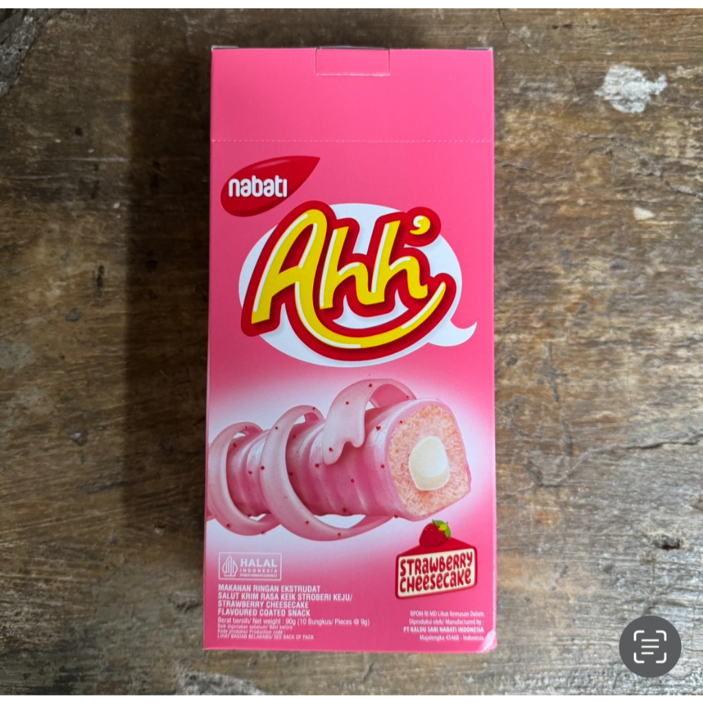 

Nabati Ahh STRAWBERRY CHEESE CAKE 1 Pak Box 10 Pcs - Pink Stroberi Keju Cheesecake Besar
