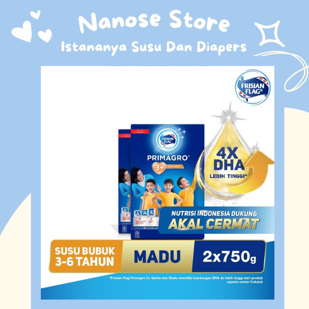 susu Frisian Flag Primagro 3+ (usia 3-6 tahun) 750 gram isi 2 Dus rasa Madu | Susu Formula Nutrisi T