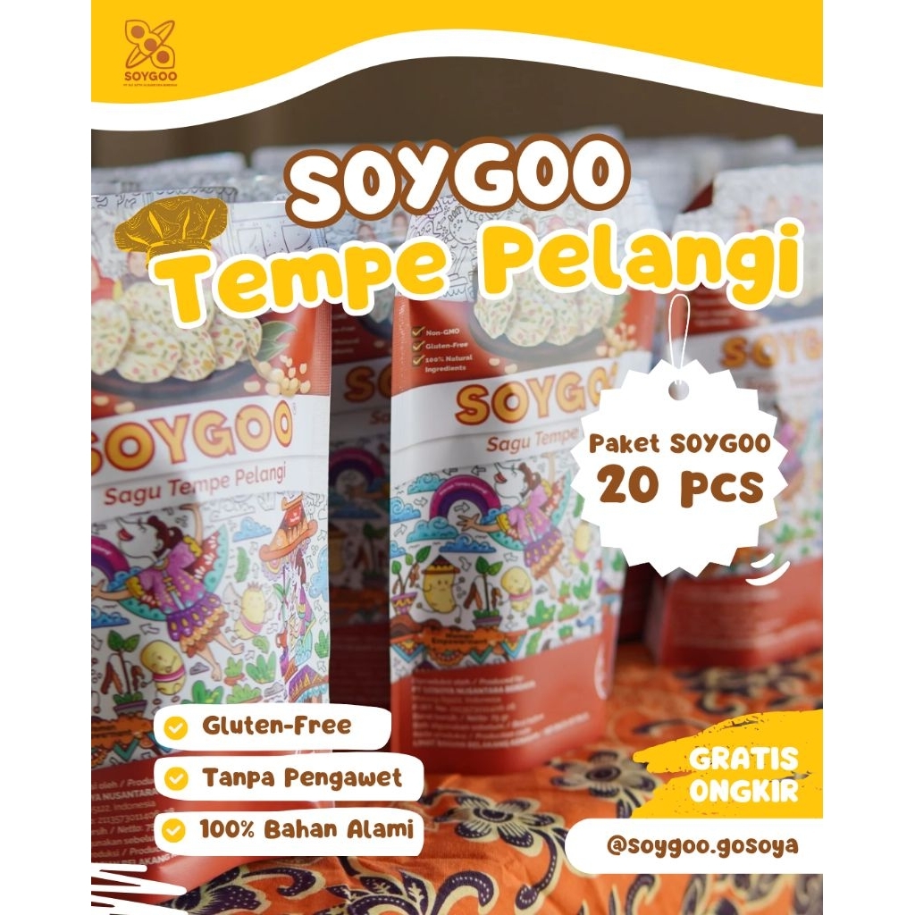 

Paket 20 PCS SOYGOO Sagu Tempe Pelangi Oleh-oleh Malang Keripik Tempe Premium Gluten-free
