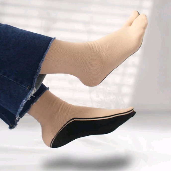 kaos kaki jempol wanita hijab muslimah dewasa pendek polos warna kulit hitam putih