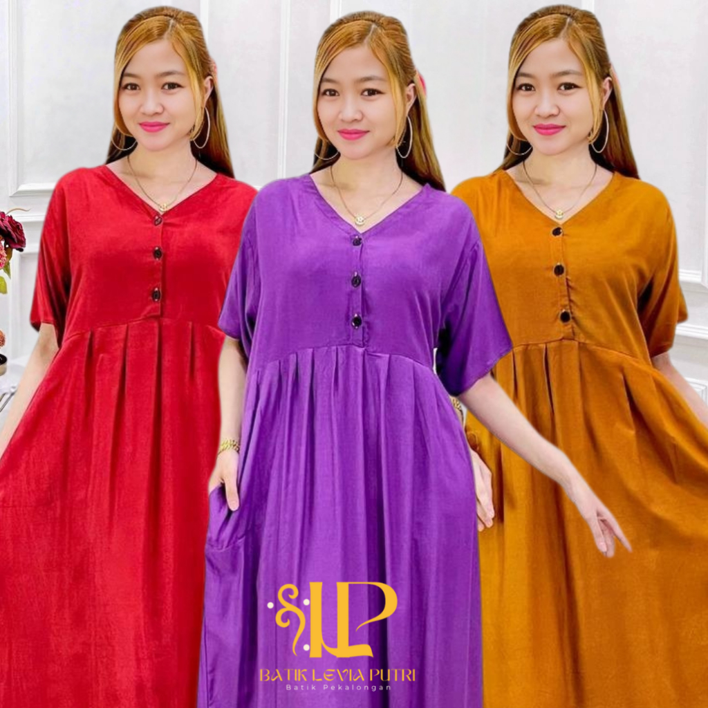 Daster Rayon Busui Kancing Depan Dress Bumil Wanita Lengan Pendek