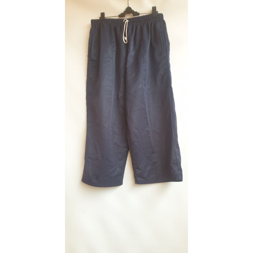Celana Midi Pangsi Santai Culottes Pria Wanita Unisex Biru Dongker Navy Blue Training Santai 3/4 Lik