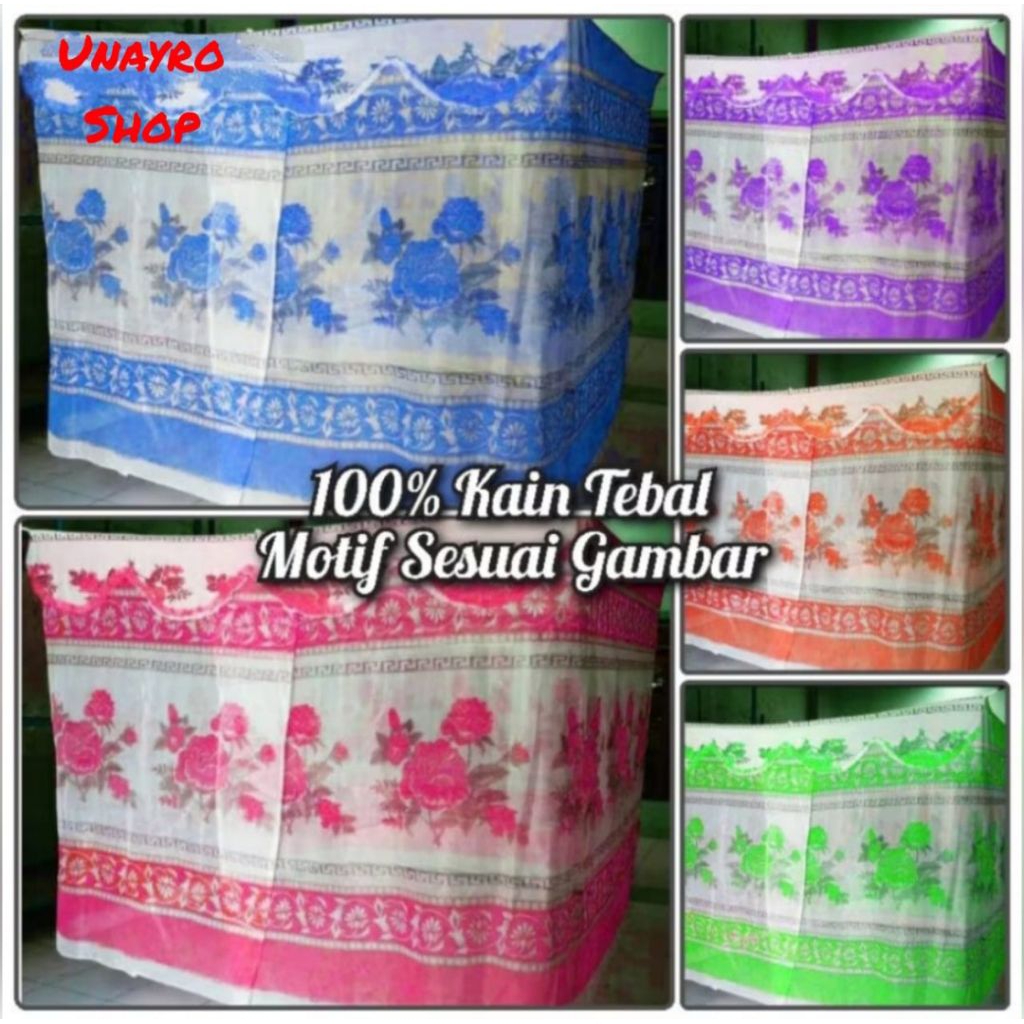 Kelambu tidur kotak motif kembang manohara bahan tebal
