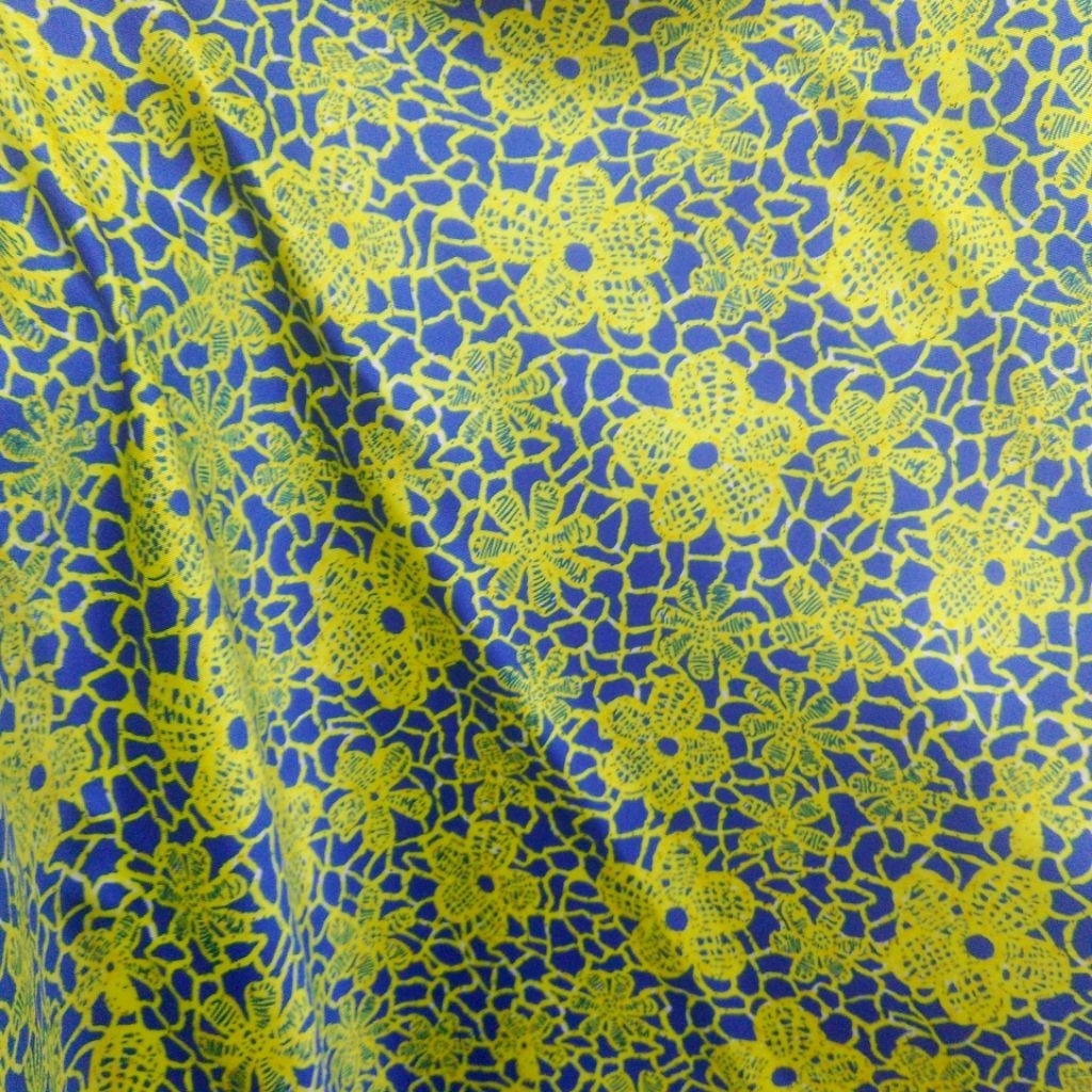 Kain Satin Silk Motif Bunga Lemon Premium - (ALT) - Kain Satin Motif - Kain Satin - Harga Persetenga