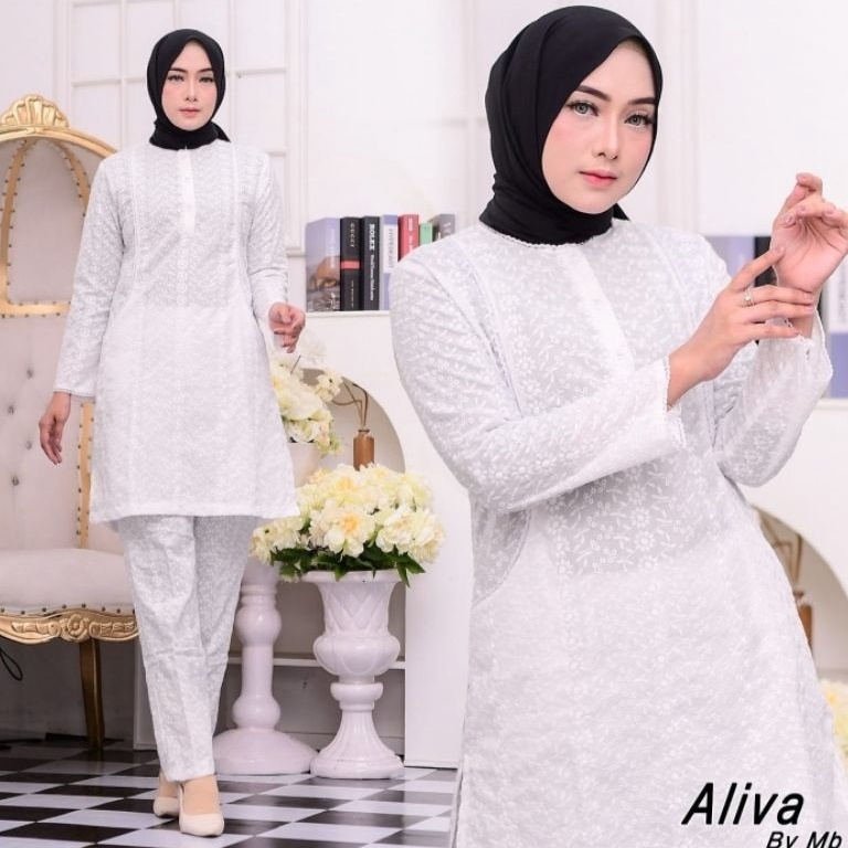 KODE T55F BAJU ATASAN TUNIK PUTIH BORDIRATASAN IHRAM PUTIHBAJU TUNIK PUTIH WANITA HAJI  UMROH