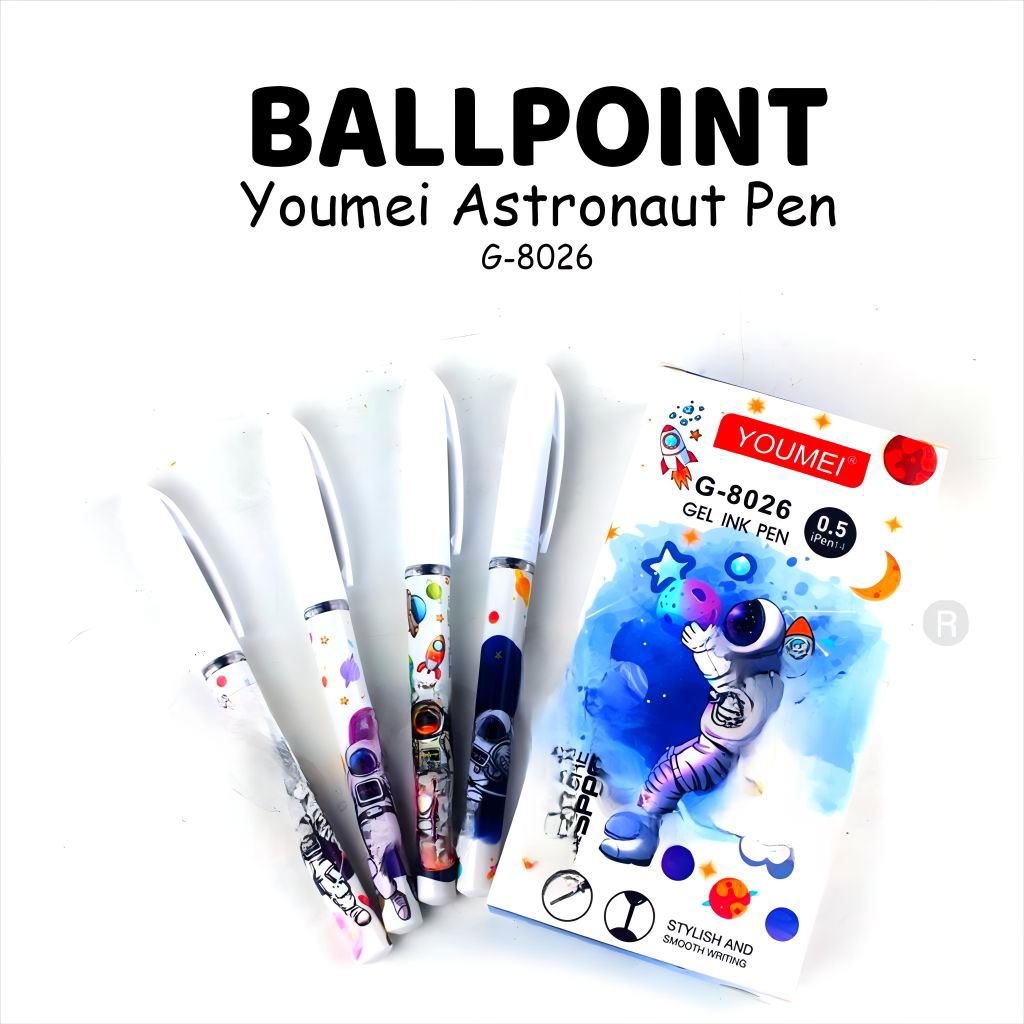 

YouMei Gel Pen Astronaut 0.5 mm – 12 pcs | Fancy 1 Pack Pulpen Gel Astronot Tinta Hitam (Model G‑8026)
