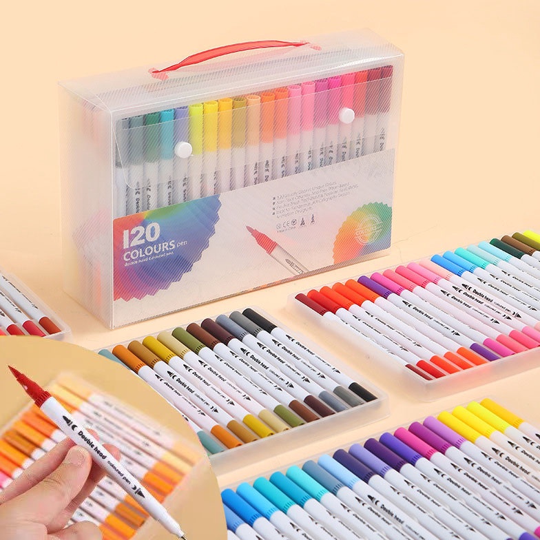 

KODE I76C Spidol Warna Set 12366112 Spidol Brush Pen 2 Tips Spidol Set Marker Drawing Pen
