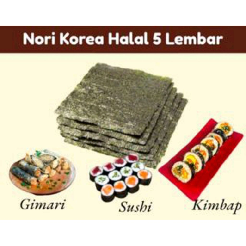 

nori Korea halal 5 lembar nori Korea roasted seaweed halal 5 lembar gimari,kimbap,sushi,dimsum