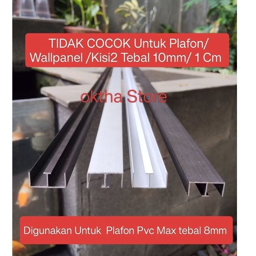 PUTIH List Aluminium 2 Jalur Rell  rel Kolong Dapur / etalase