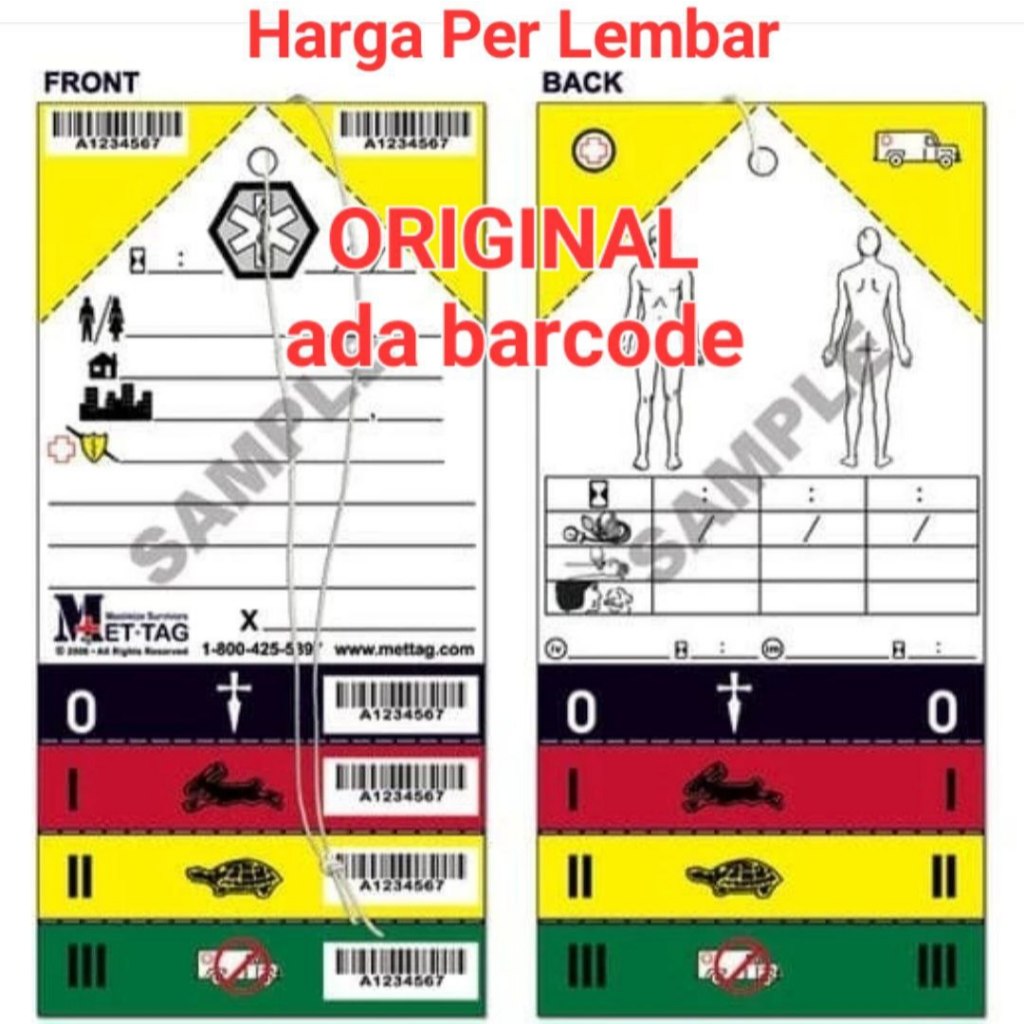 

Emergency Triage Triase Tag Original