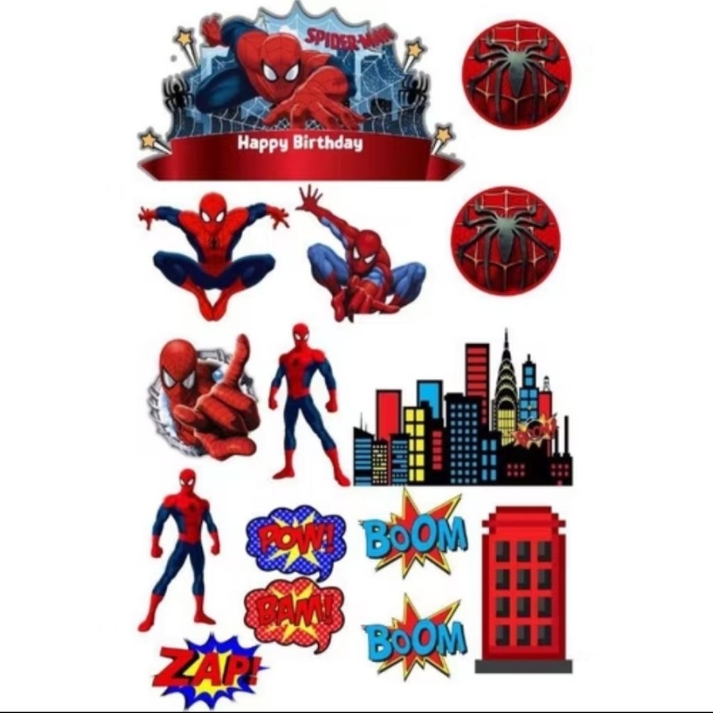 Topper Spiderman | Topper Hiasan Kue Ulang Tahun Spiderman Topper Cup Cake Spiderman