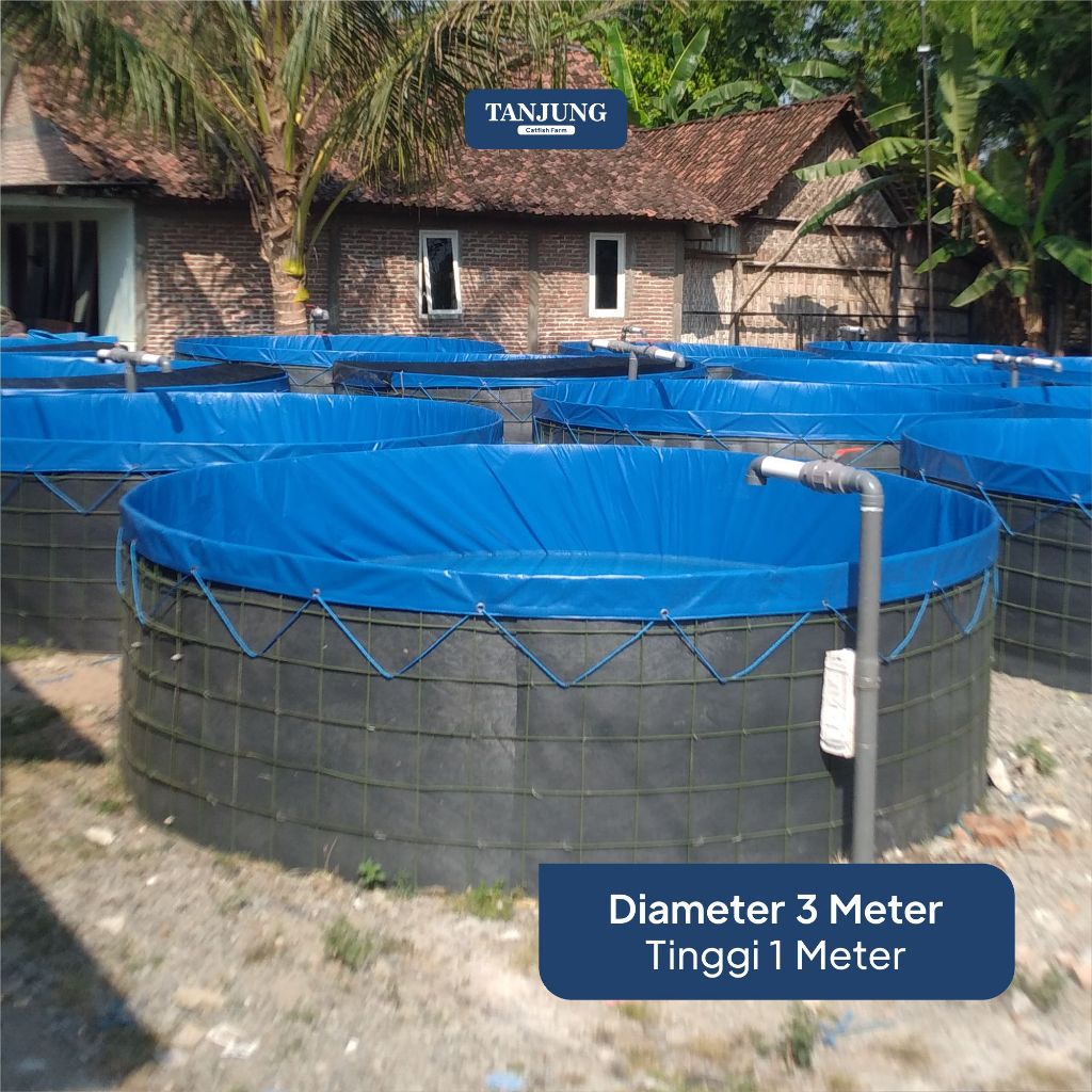 Kolam Terpal Bulat Fullset Diameter 3 tinggi 1 meter Merk orchid Kolam terpal Ikan siap pakai