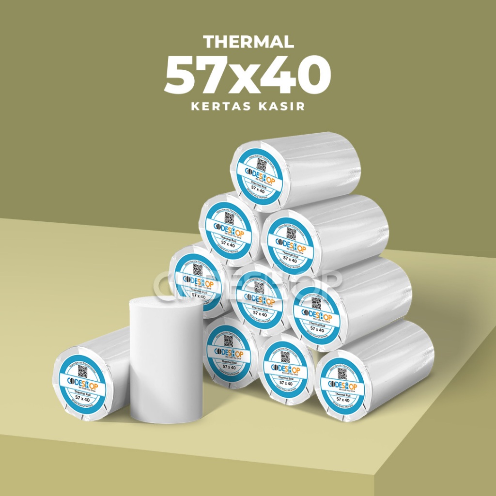 

Kertas Thermal Codeshop 57x40mm 57x40 Struk Kasir 57 x 40 mm 1 Slop 10 Roll 58mm