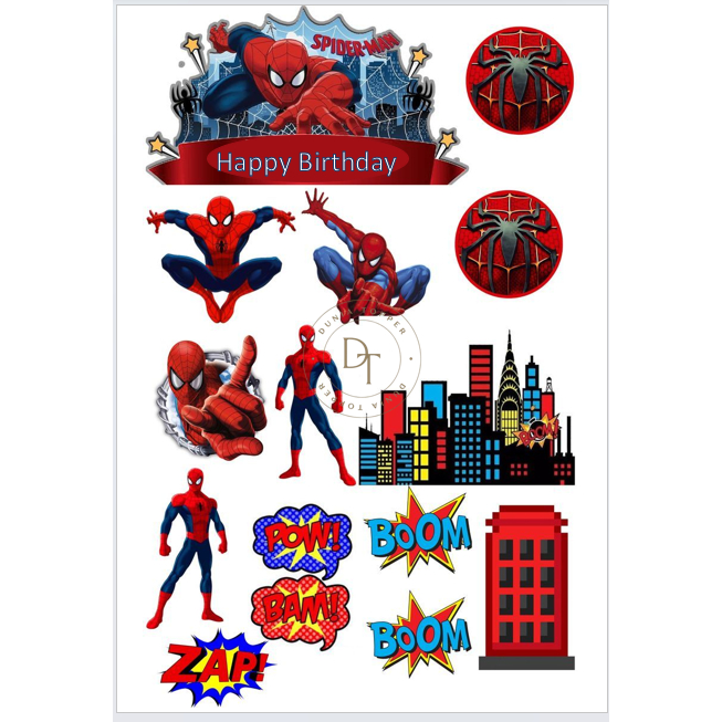 TOPPER SPIDERMAN Custom/Hiasan Kue ULTAH Spiderman