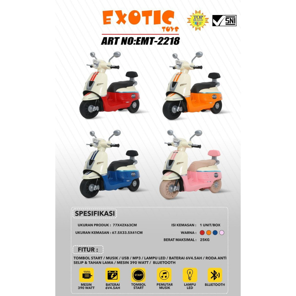 Sepeda Anak Motor Aki Anak Toys Driver Motor Aki Anak Scoopy Vespa Exotic Musik LED