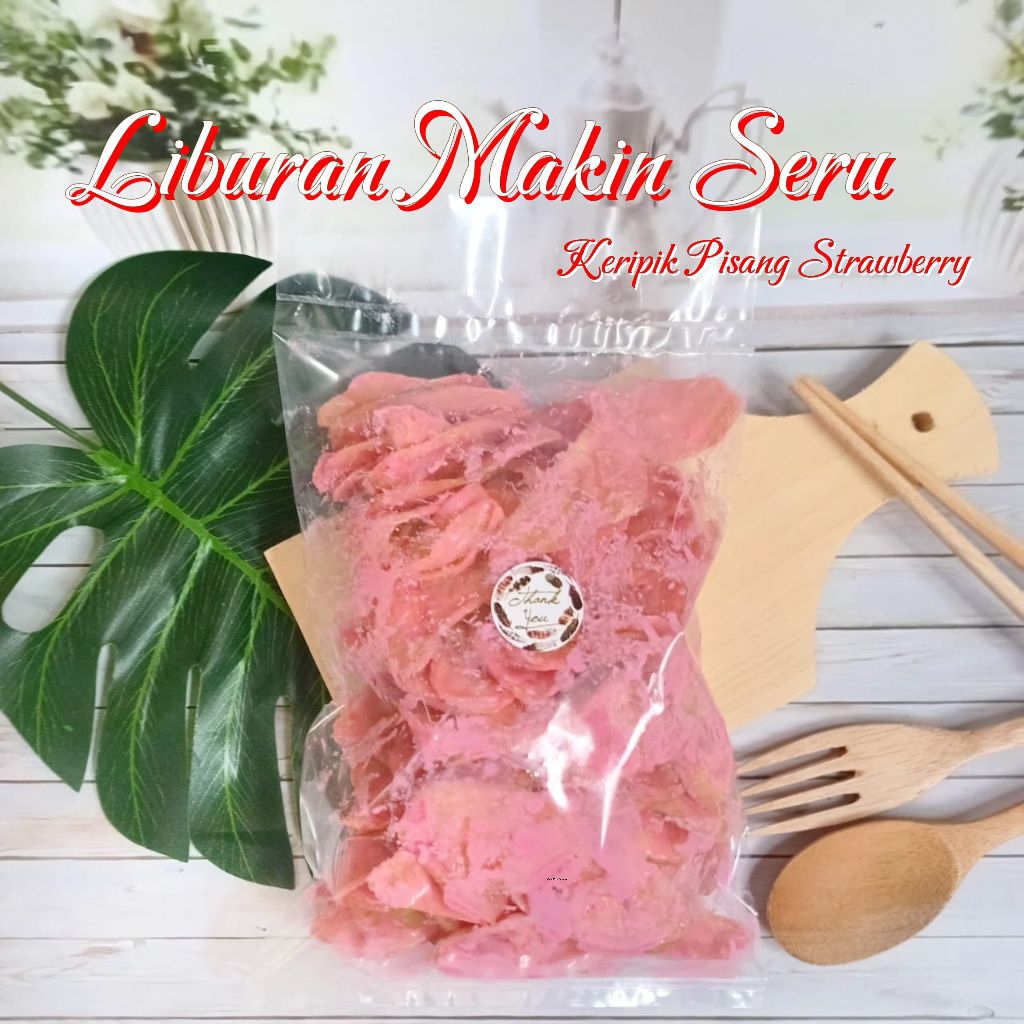 

Liburan Seru! Keripik Pisang Strawberry 200g Gurih,Manis,Renyah