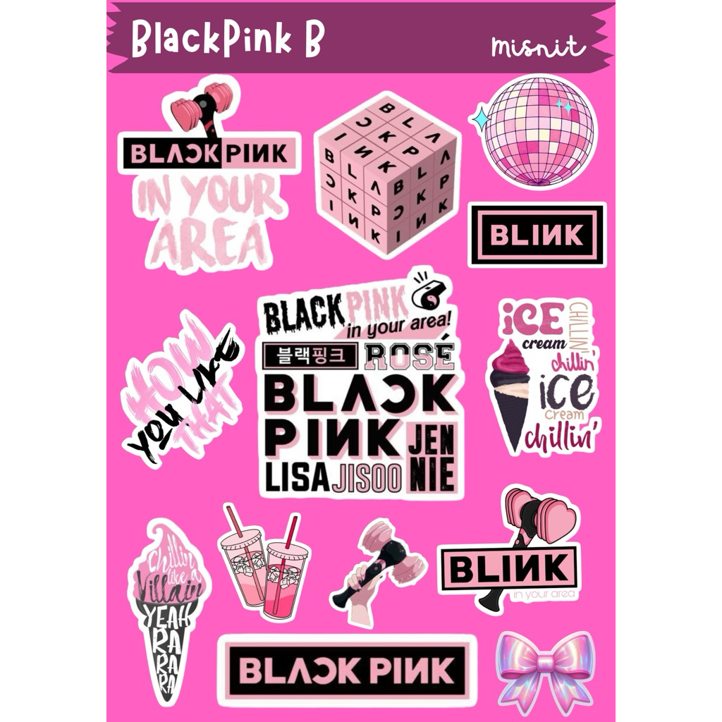 

Sticker Sheet Pack BlackPink - Jisoo - Lisa - Jenny - Rose - Sticker Vinyl Kiss Cut ukuran A5 // A6 Tahan Air