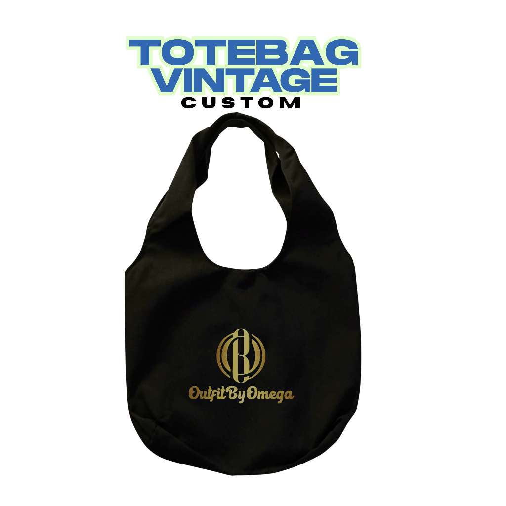 Totebag Custom Vintage Kanvas Hitam