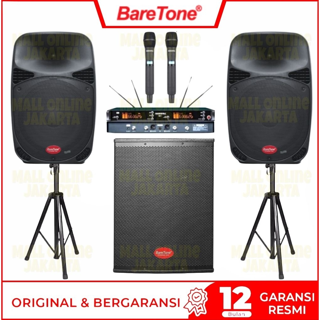 Paket sound system baretone 15 inch subwoofer aktif 12 inch Pm212 original 800 watt