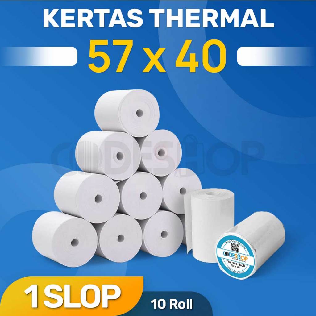 

Kertas Kasir Thermal CODESHOP 57x40 mm - Struk Printer Bluetooth 58mm