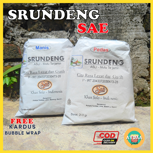 

SERUNDENG SRUNDENG KELAPA SAE 250GR MANIS PEDAS KHAS SOLO