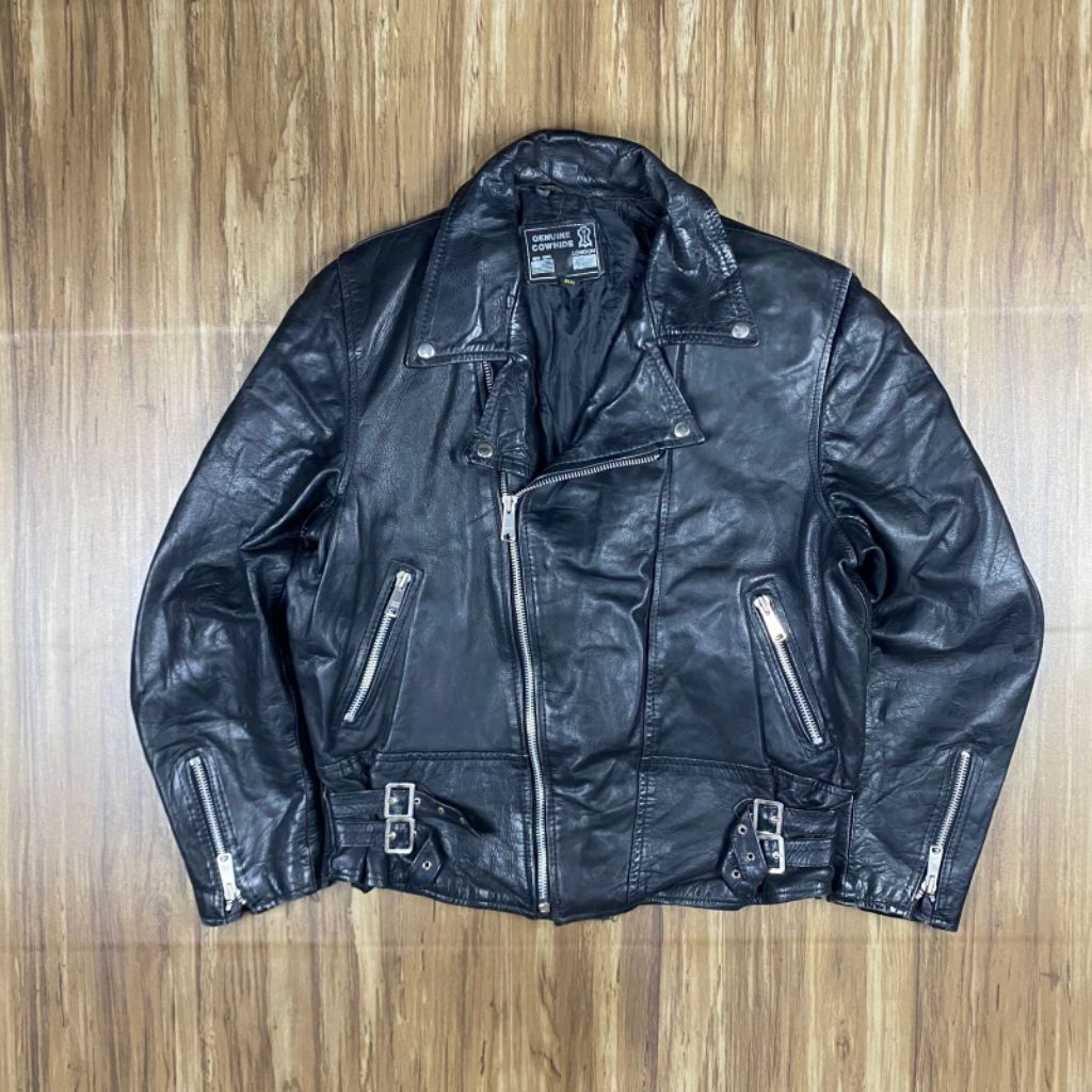 Vtg Genuine Cowhide Leather String Jacket X Jaket Kulit Avirex Harley Davidson RBC Vanson Indian Mot