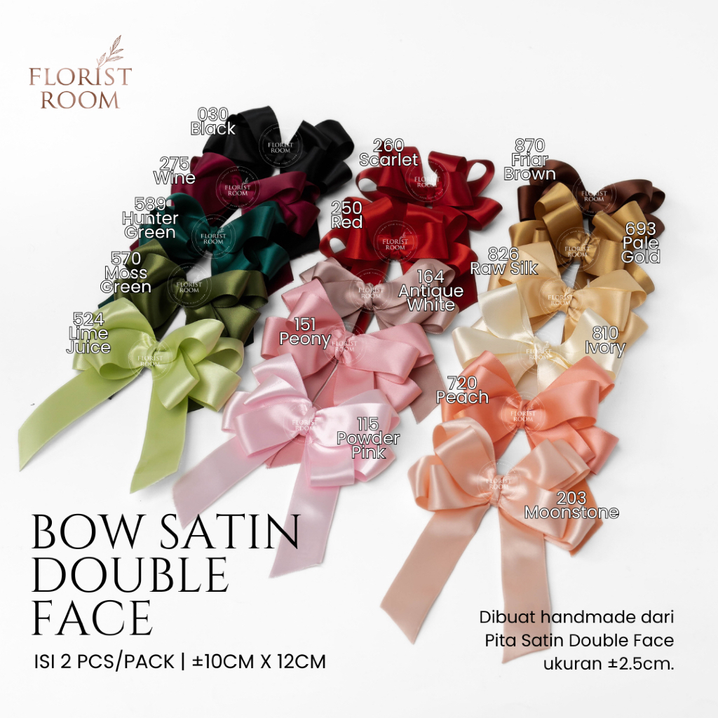 

[PO] 2 pcs Bow Satin Double Face 2.5 cm - Pita Jadi - Pita Hampers
