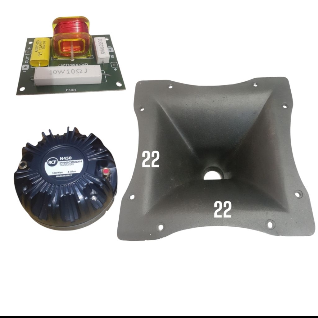 Paket Tweeter RCF N450 Plus Corong Besi 22x22 Dan Crossover Tweeter