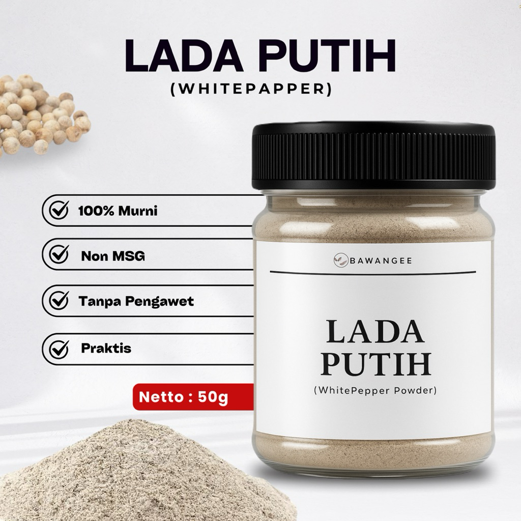 

Lada Putih Bubuk - Merica Bumbu Asli Murni Organik 50gr