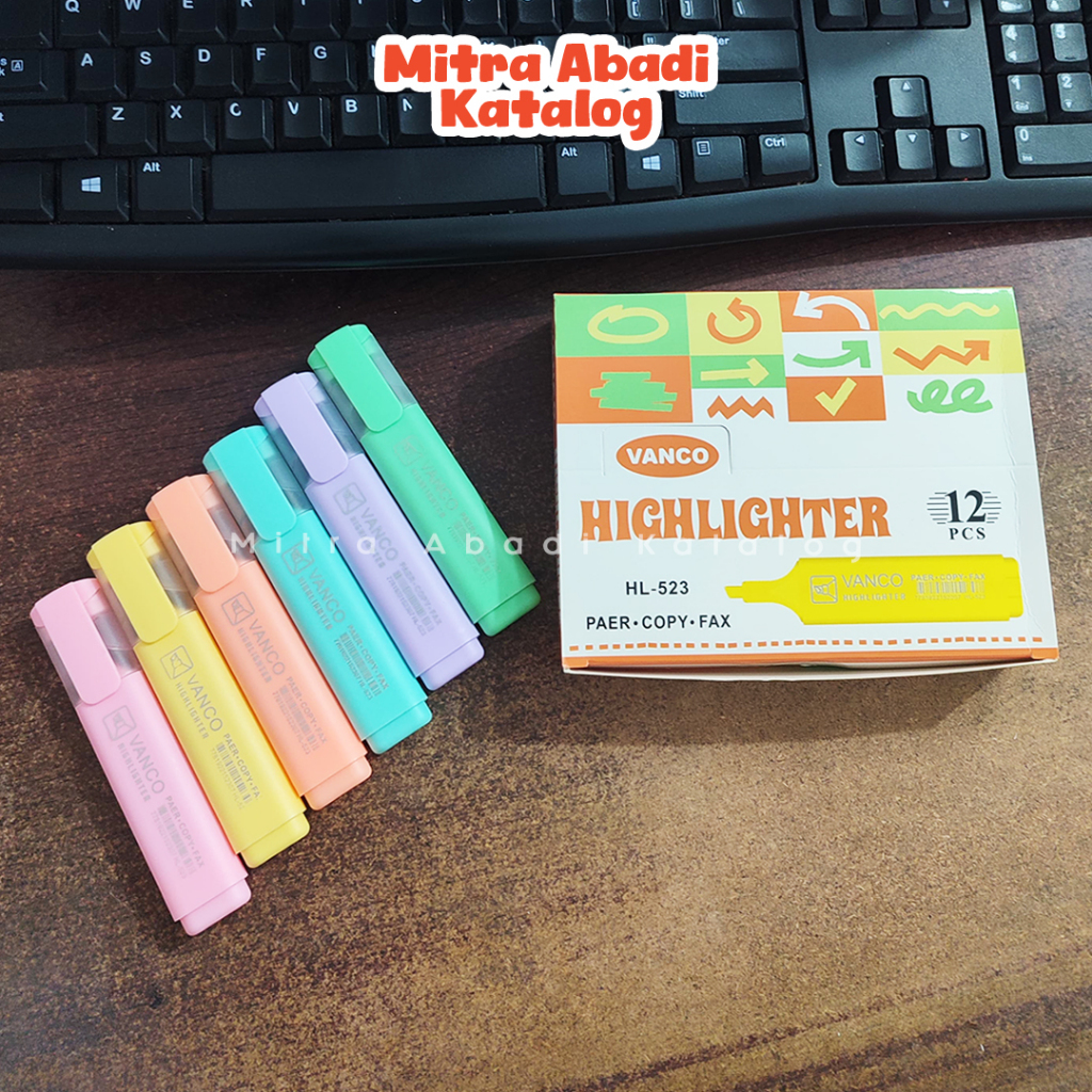 

(1 PCS) HIGHLIGHTER PASTEL & NEON VANCO / PENANDA WARNA STABILO DENGAN WADAH JOURNALING ALAT TULIS SEKOLAH KULIAH ATK KANTOR MURAH STATIONERY / MITRA ABADI KATALOG JOGJA