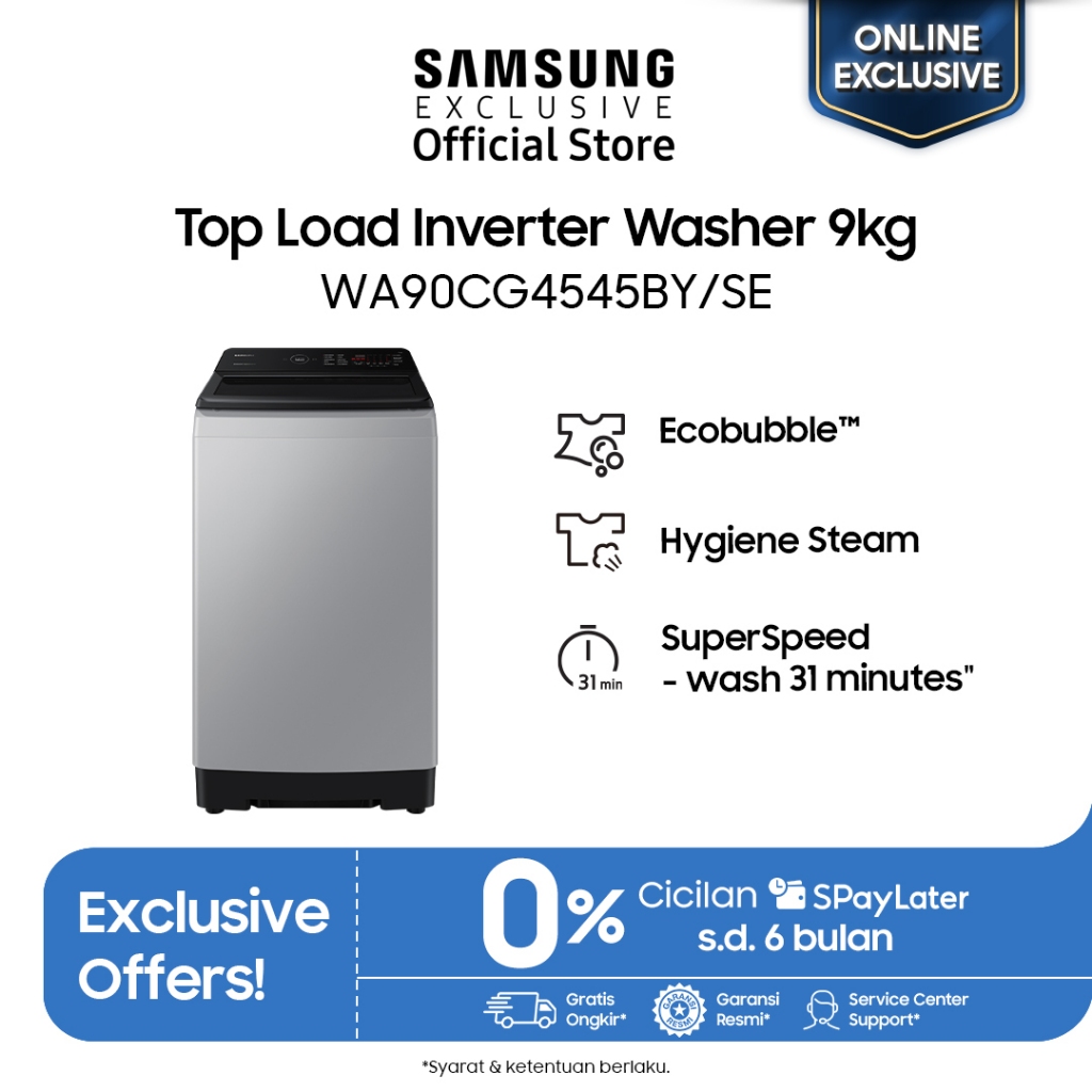 Samsung 9 kg Top Load Inverter Washer with Ecobubble and Super Speed WA90CG4545BYSE
