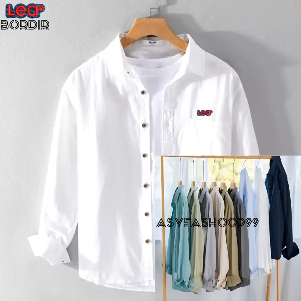 Kemeja Baju Lea Bordir Kemeja Lengan Panjang Kemeja Polos Kemeja Dewasa Kemeja Katun