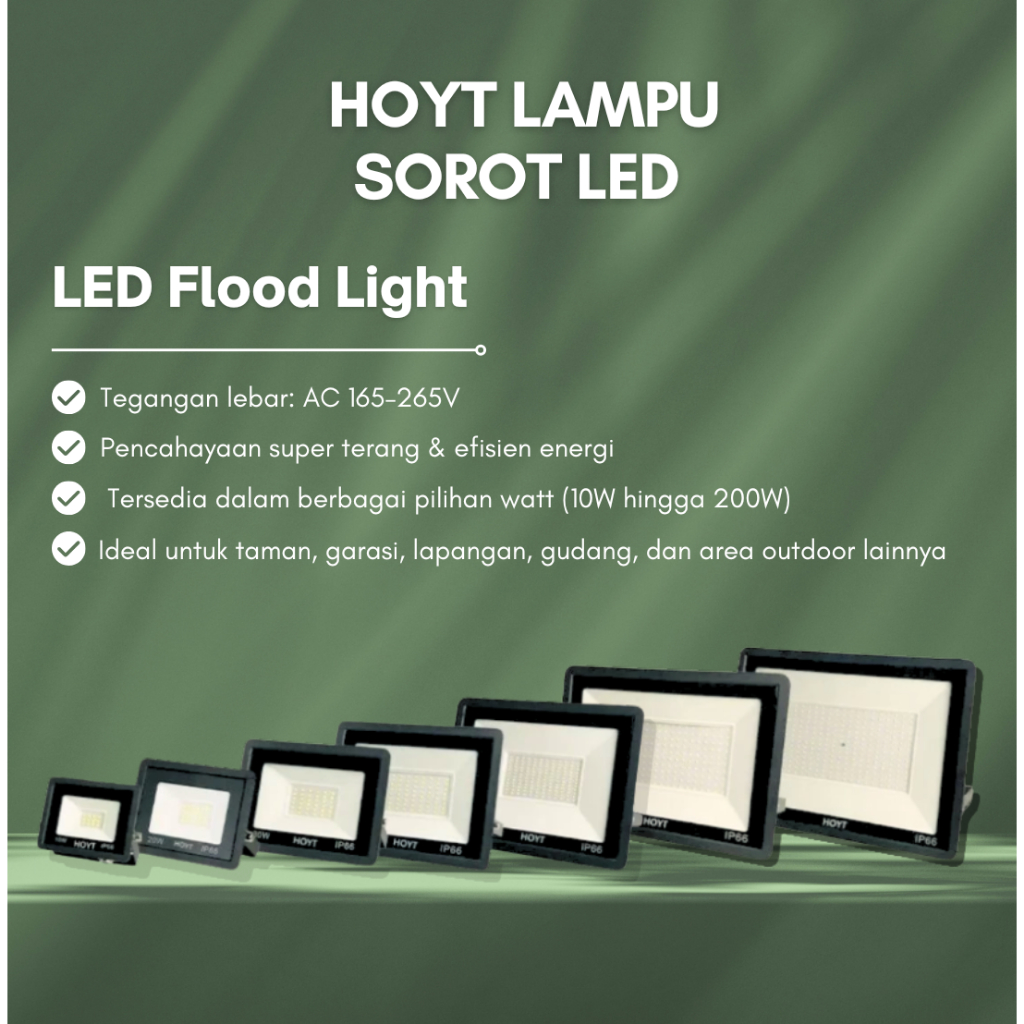Lampu Sorot LED HOYT 10W 20W 50W IP66 Tahan Air