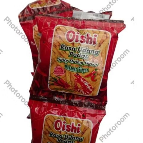 

Oishi rasa udang pedas spicy shrimp flavor makanan ringan 10gr kemasan renteng isi 10 bungkus